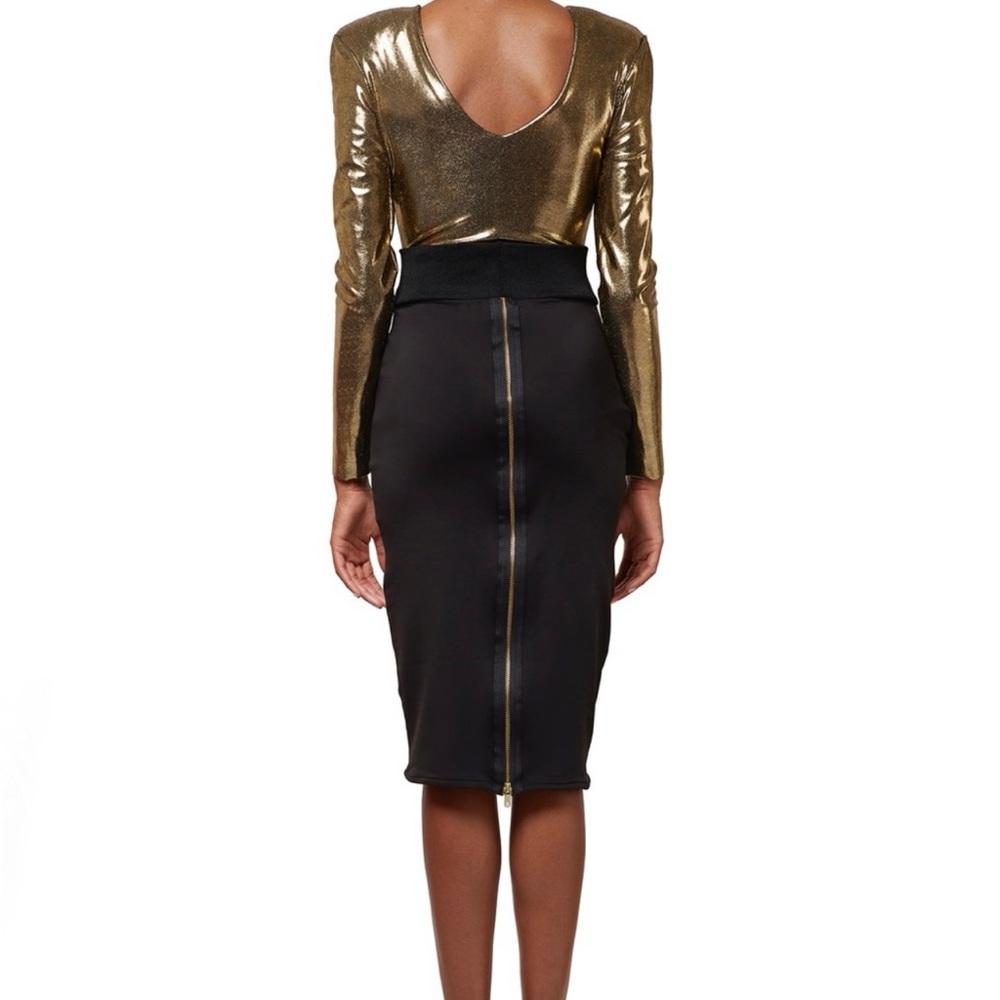 Midi Skirt with Gold Zipper - Picture 2 of 5